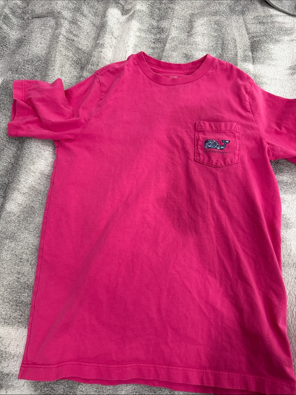 Vineyard Vines Kids Hot Pink Pocket Tee small